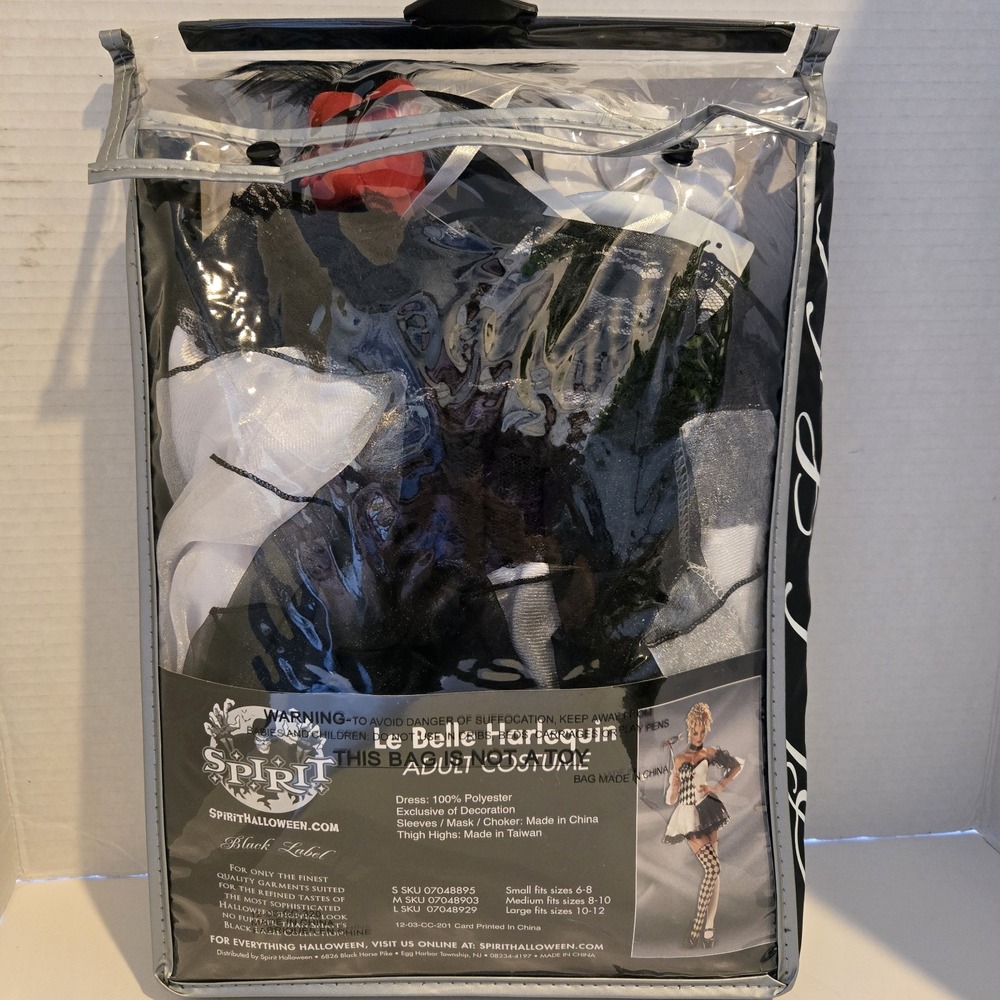 SPIRIT BLACK LABEL "LE BELLE HARLEQUIN" Adult L 8-10 Halloween Costume W/extras! - Picture 2 of 6